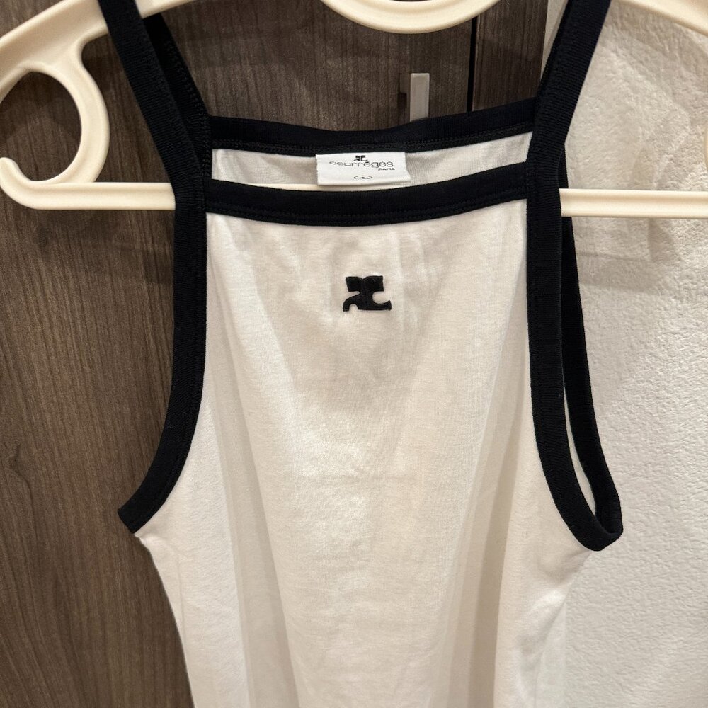Courreges logo-embroidered cotton tank top
